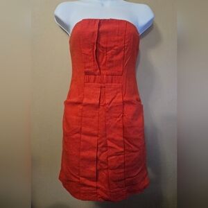 Coincidence And Chance Women's Size XS Linen Blend Red Strapless Mini Dress